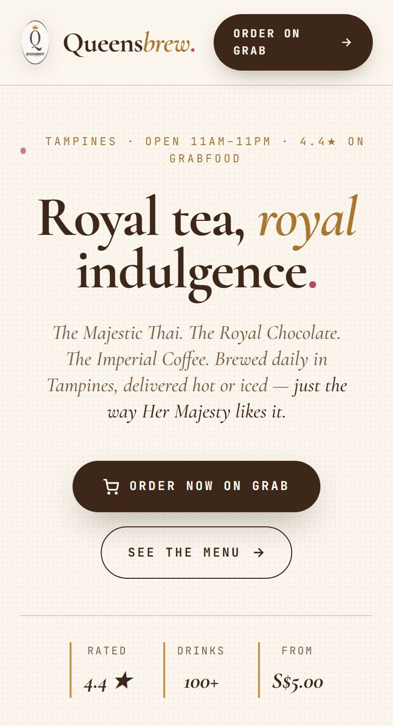Queensbrew — Singapore Thai tea brand site